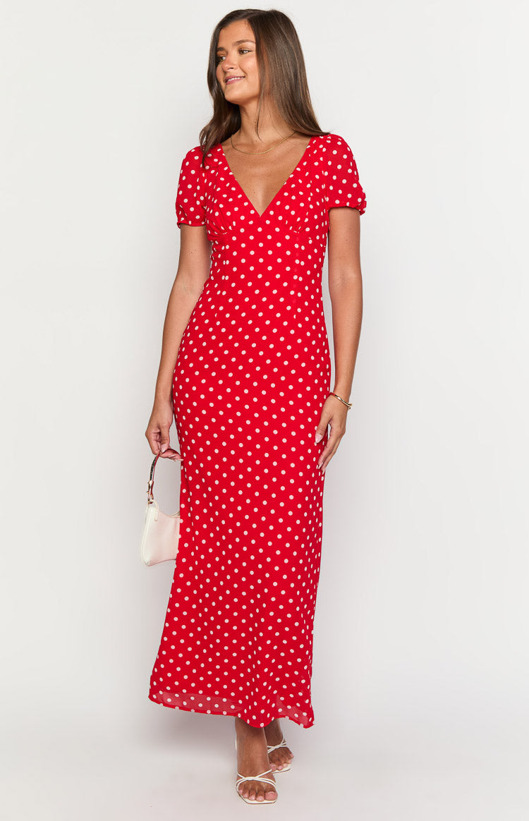 Lovella Red Polka Dot Maxi Dress - luluinthesky