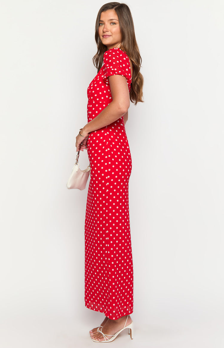 Lovella Red Polka Dot Maxi Dress - luluinthesky