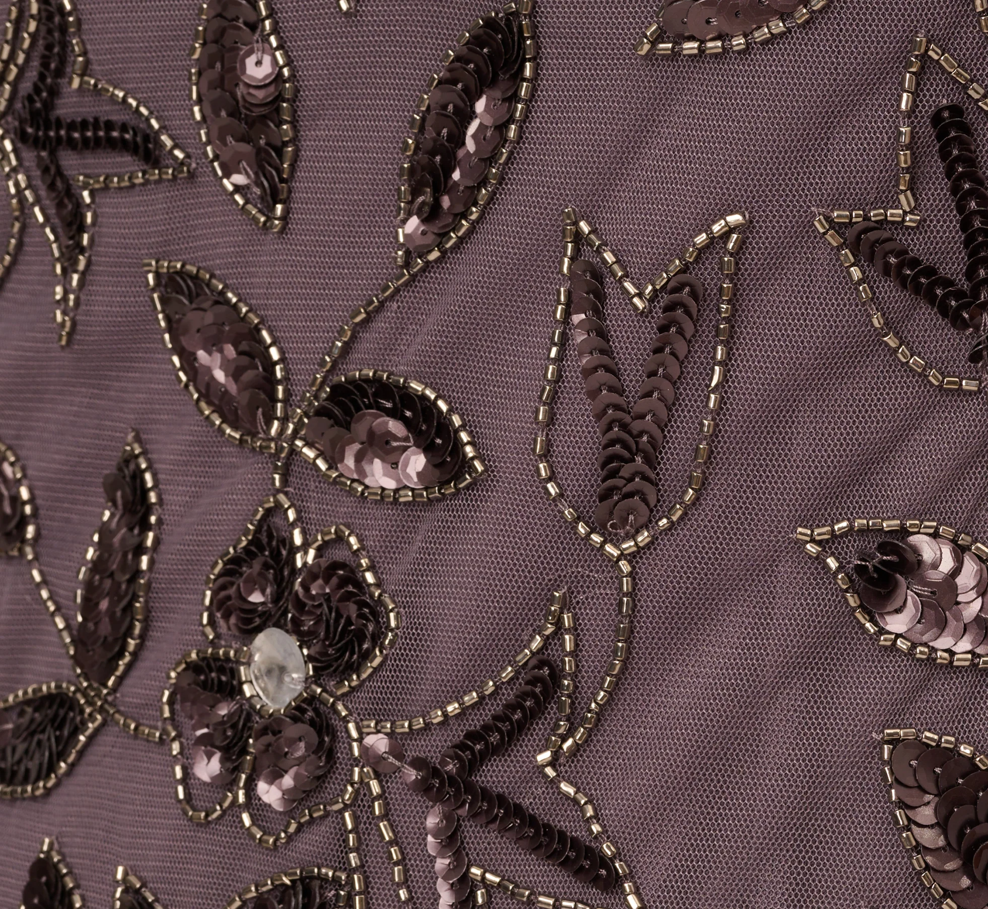 Hand Beaded Short Sleeve Floral Godet Gown In Moonscape - luluinthesky