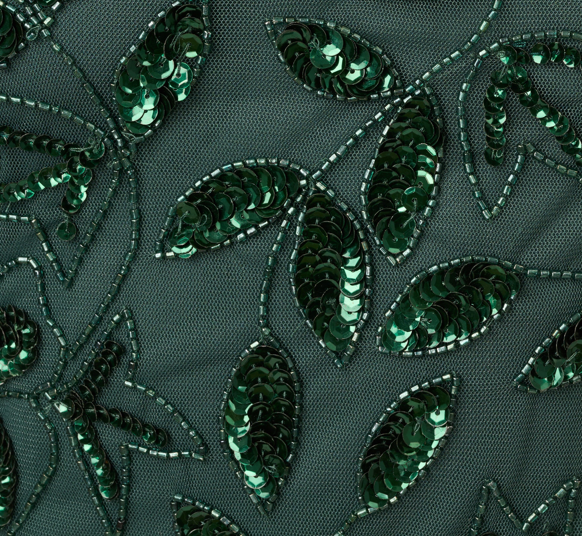 Hand Beaded Short Sleeve Floral Godet Gown In Dusty Emerald - luluinthesky