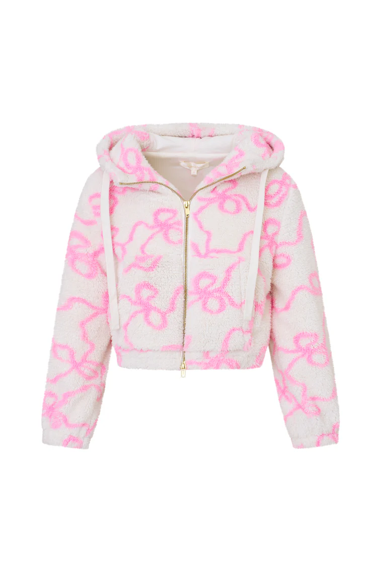 Girls Jacquel Fleece Bow Print Bomber - luluinthesky