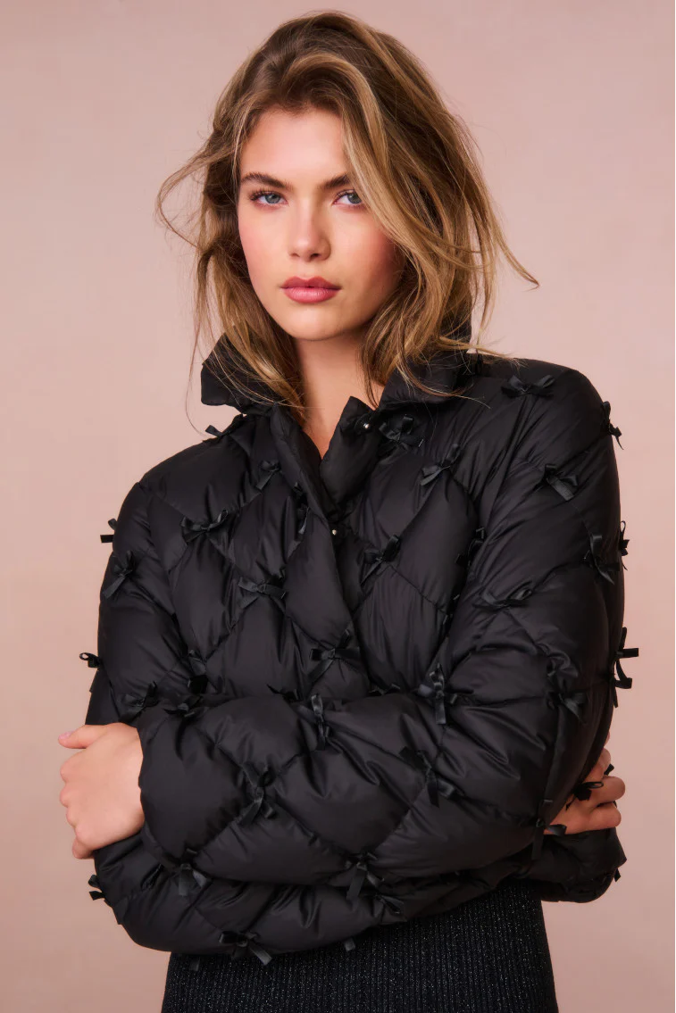 Kasey Quilted Bow-Embellished Jacket - luluinthesky