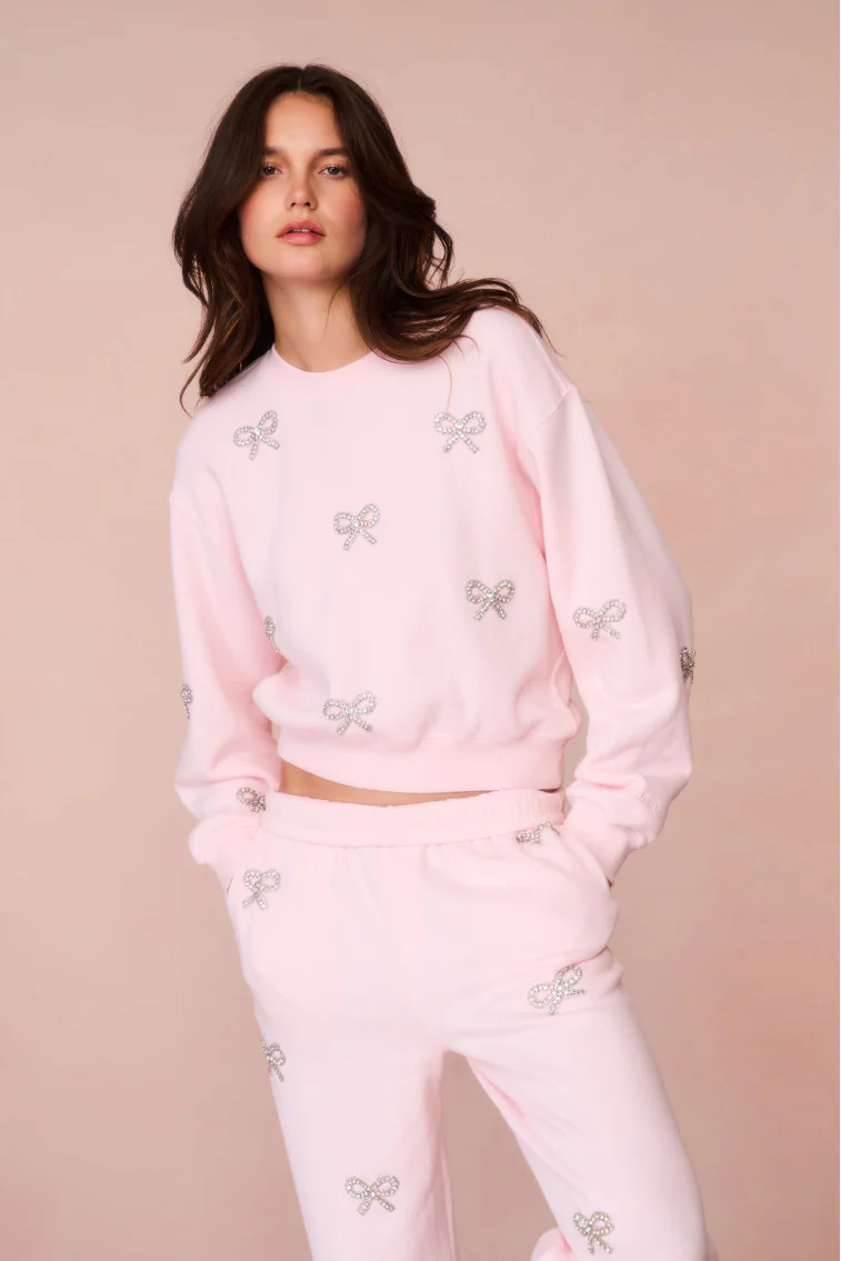 Amiyla Crystal Bow Fleece Pullover - luluinthesky
