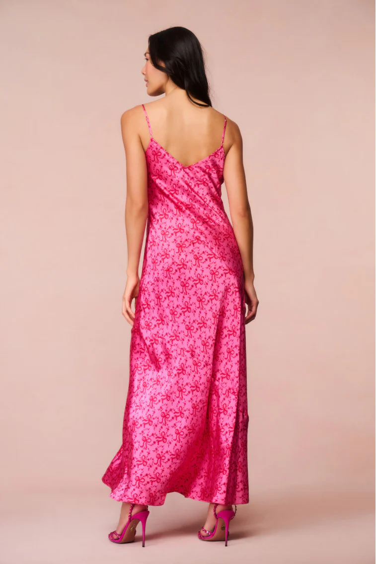 Azalea Silk Bow-Printed Maxi Dress - luluinthesky