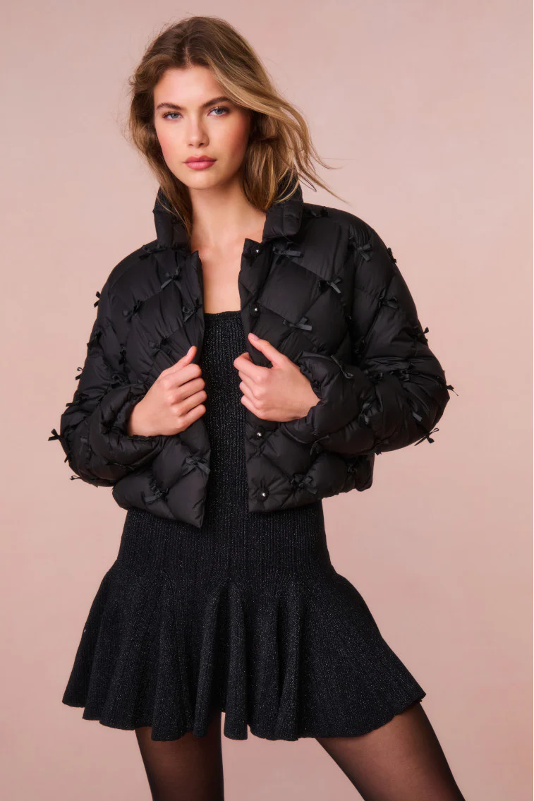 Kasey Quilted Bow-Embellished Jacket - luluinthesky