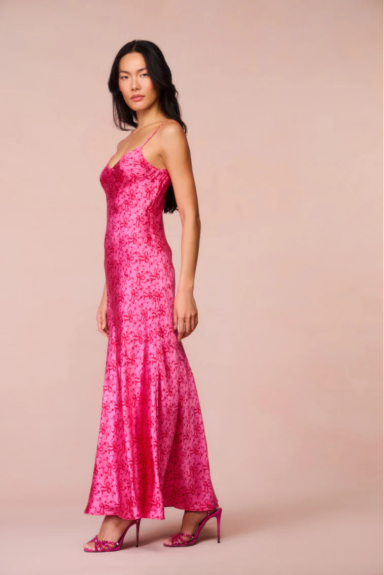 Azalea Silk Bow-Printed Maxi Dress - luluinthesky