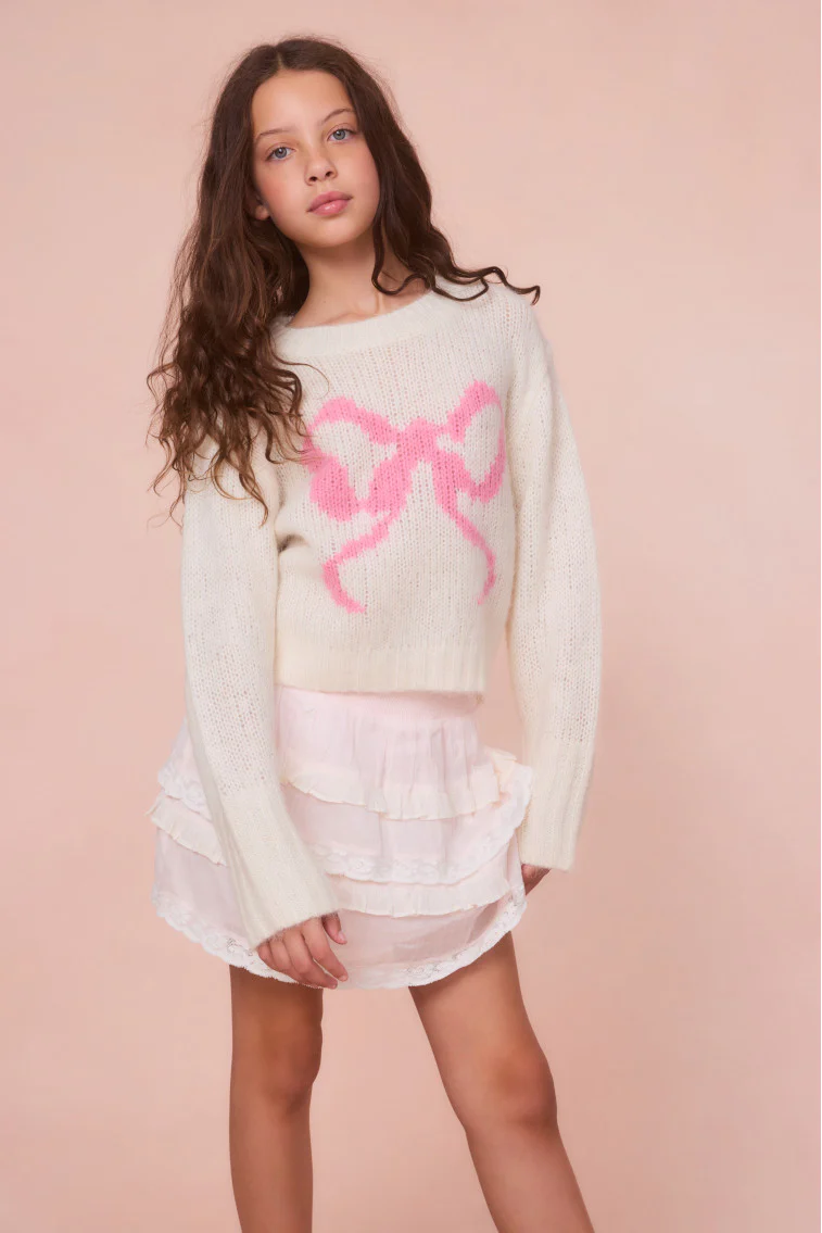 Girls Amya Wool Bow Pullover - luluinthesky