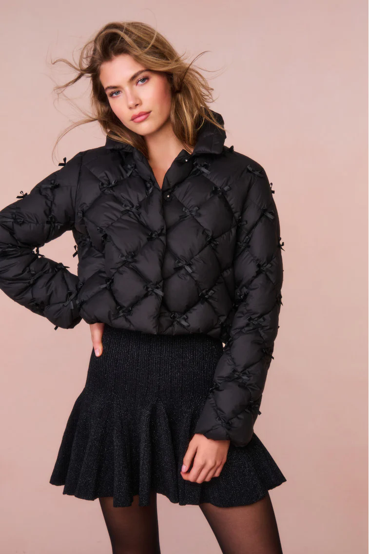 Kasey Quilted Bow-Embellished Jacket - luluinthesky