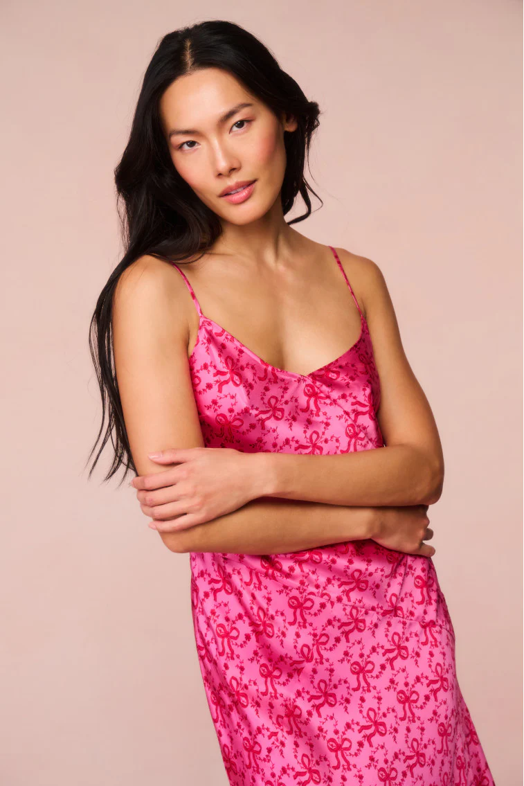 Azalea Silk Bow-Printed Maxi Dress - luluinthesky