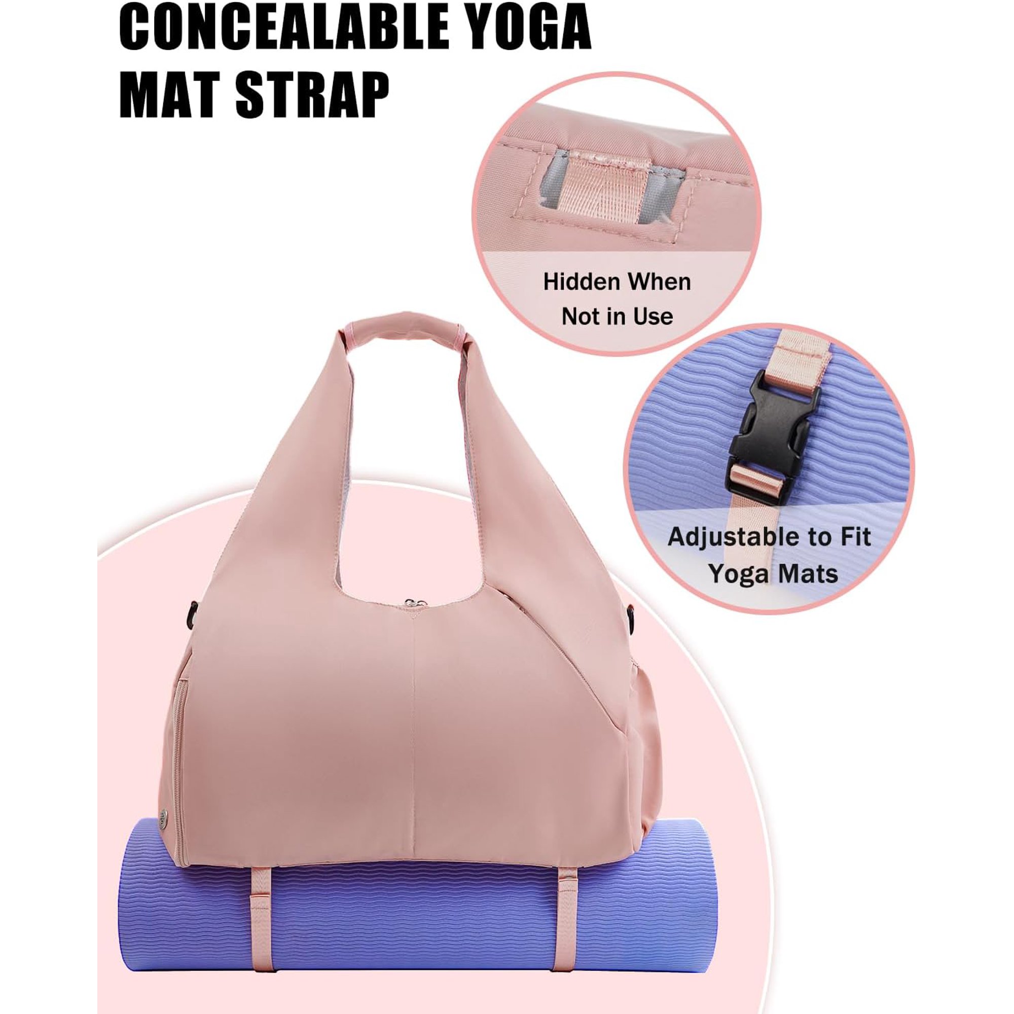 Gym Bag for Women with Shoe Compartment Yoga Mat Bag with Wet Pocket and Water Bottle Holder Weekender Bag with Shoulder Strap, Gray - luluinthesky