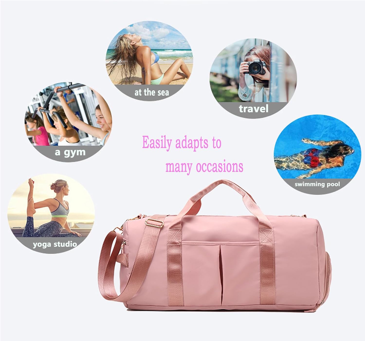 Small Gym Bag for Women and Men,Travel Bag, Duffle Bag & Gym Bag with Shoe Compartment, Weekender Overnight Bag, Carry on Bags for Airplane for Travel - luluinthesky