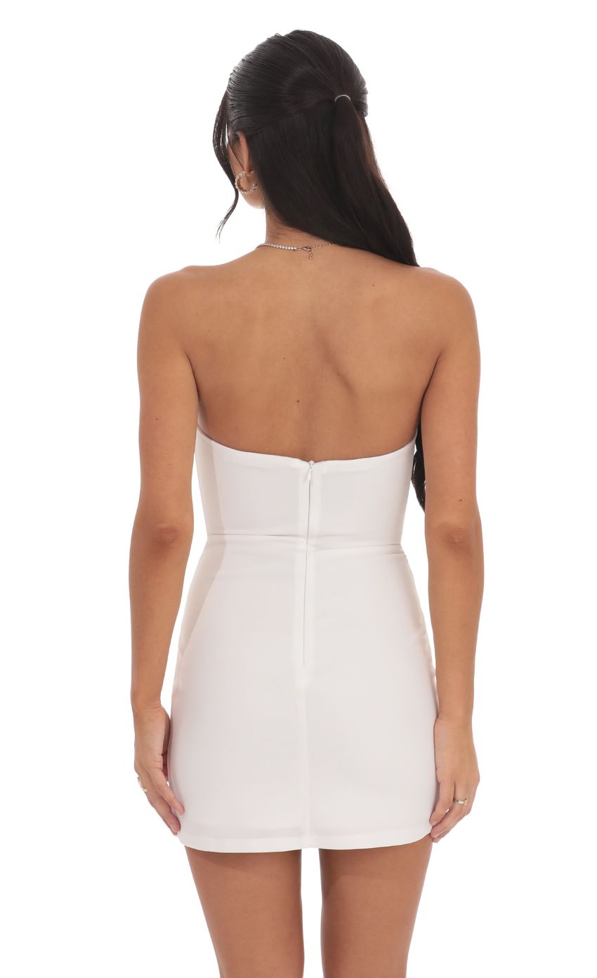 Front Bow Strapless Dress in White - luluinthesky