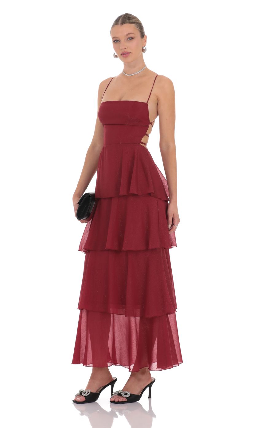 Shimmer Crinkle Maxi Dress in Maroon - luluinthesky