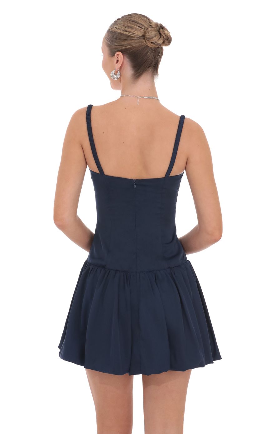 Ruched Bust Bubble Dress in Navy - luluinthesky