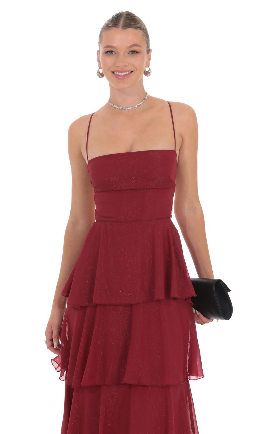 Shimmer Crinkle Maxi Dress in Maroon - luluinthesky