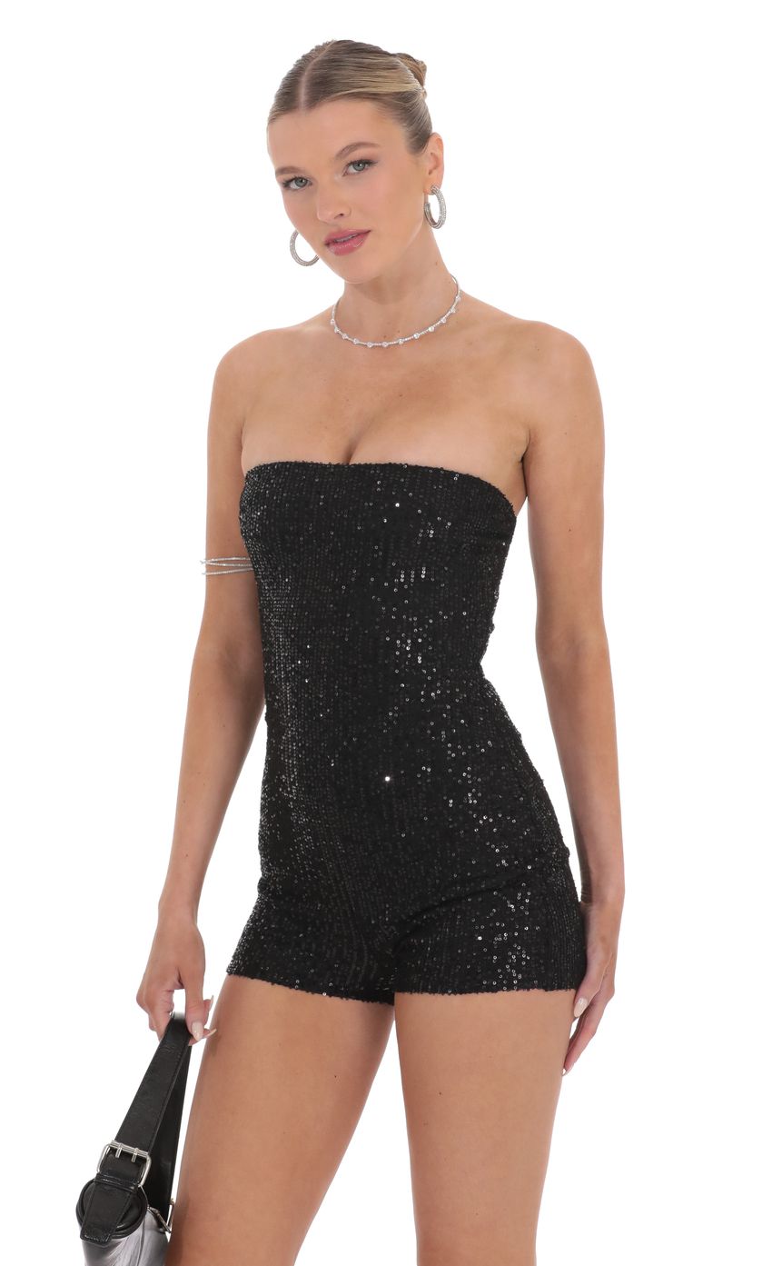 Strapless Sequin Bodycon Romper - luluinthesky