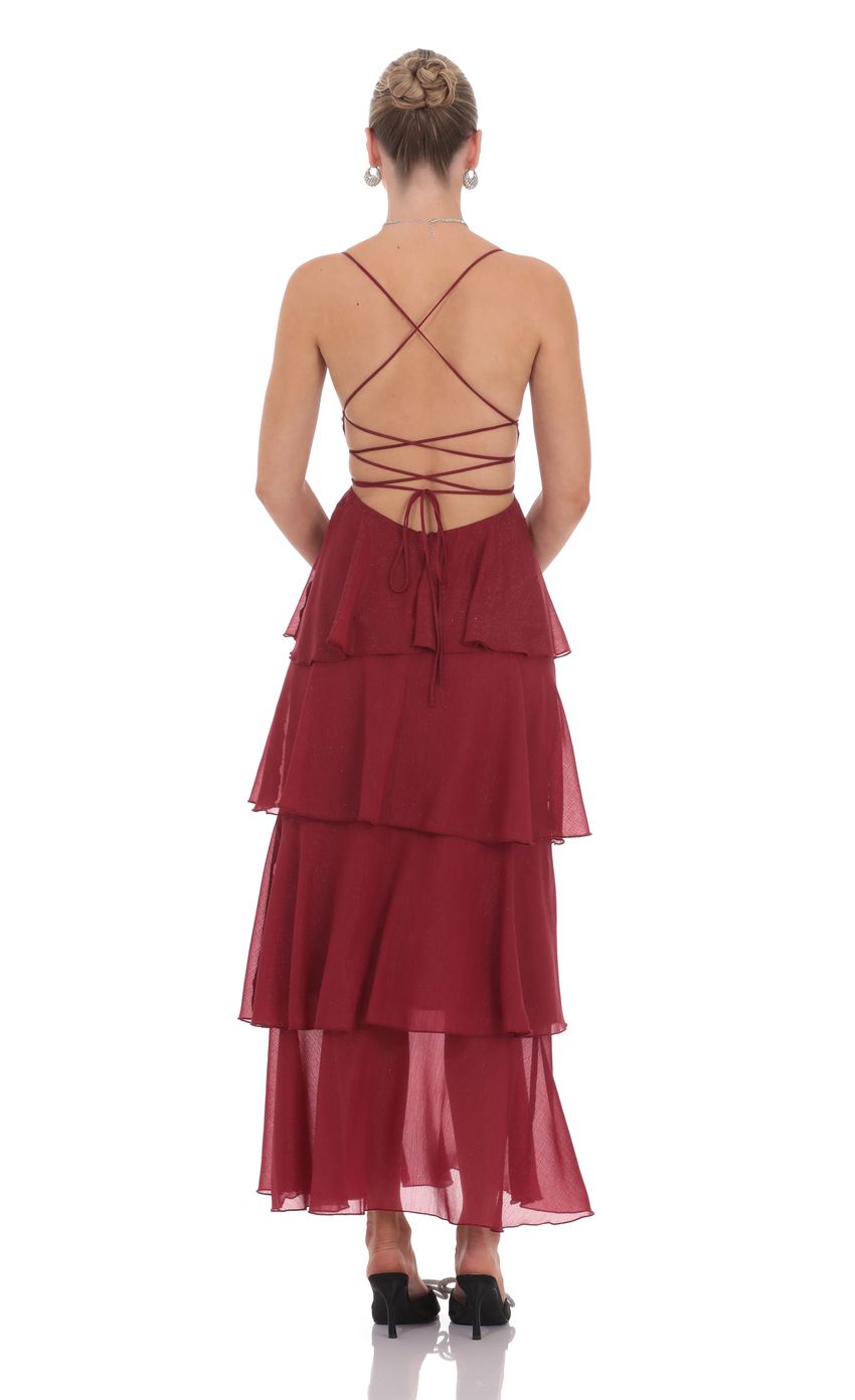 Shimmer Crinkle Maxi Dress in Maroon - luluinthesky