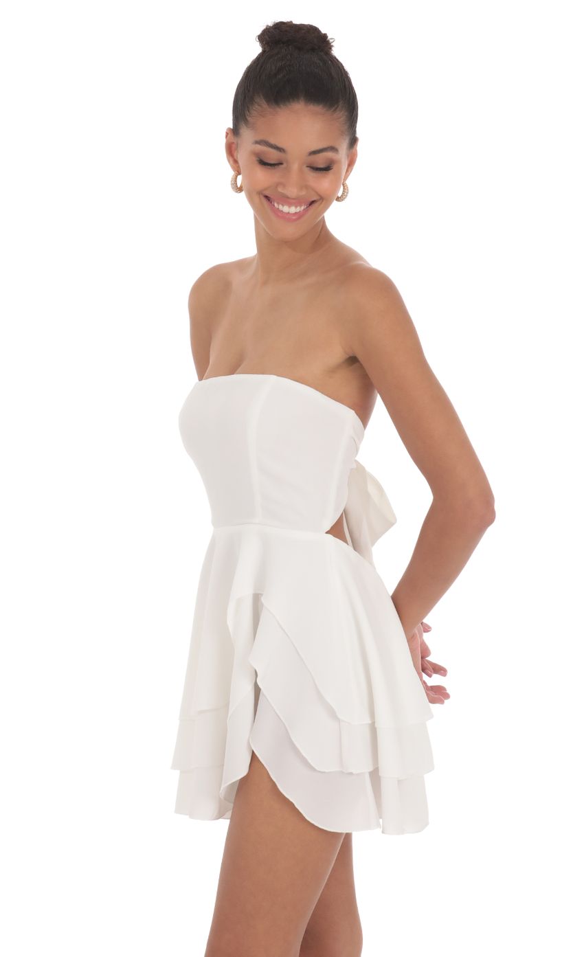 Strapless Asymmetrical Dress in White - luluinthesky