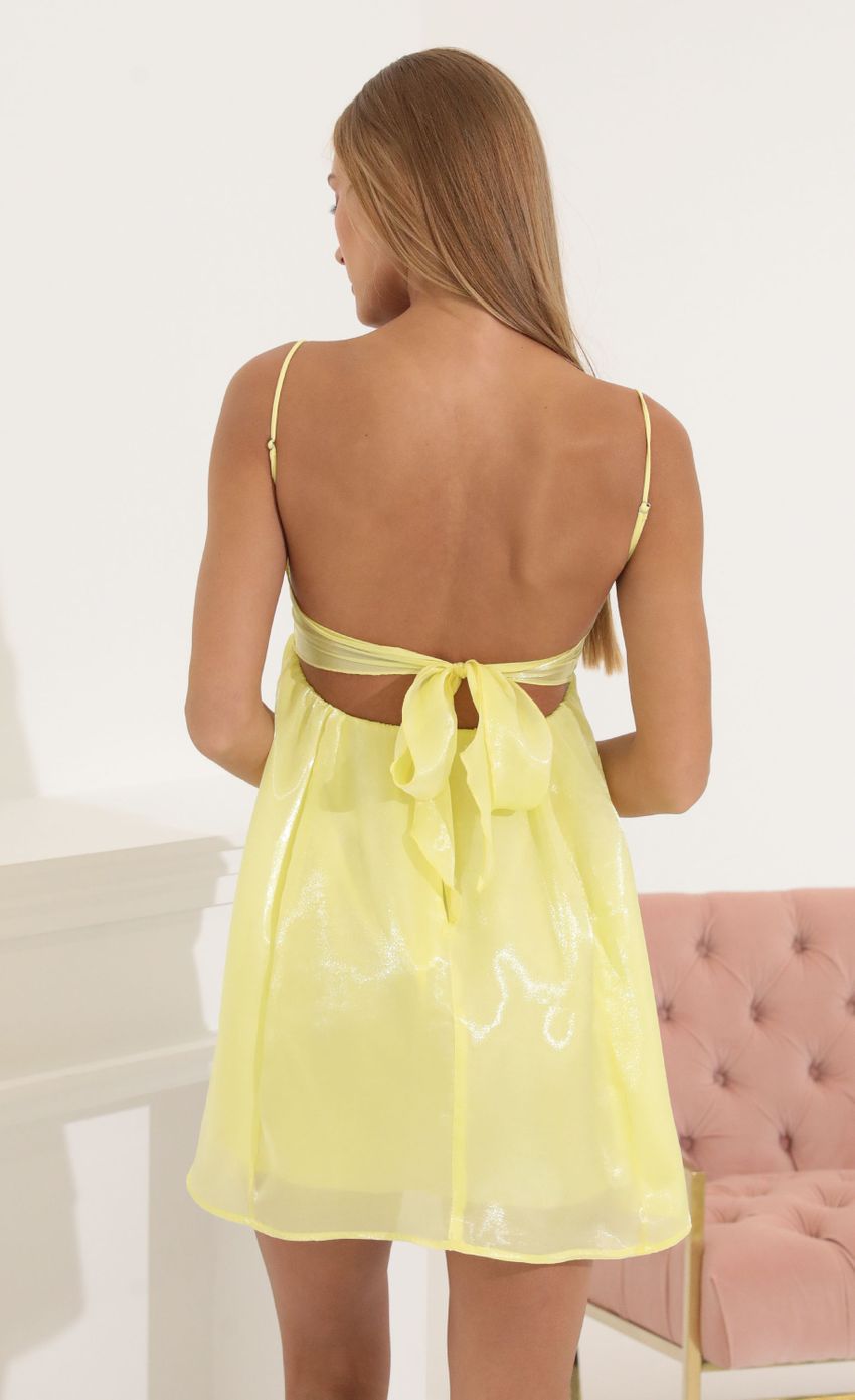 Shiny Organza Baby Doll Dress in Yellow - luluinthesky