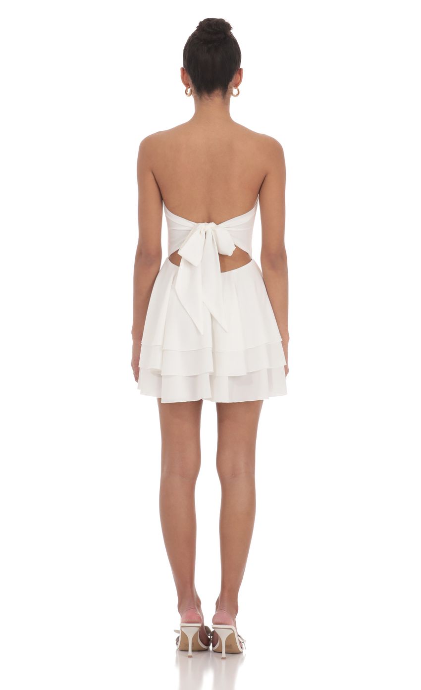 Strapless Asymmetrical Dress in White - luluinthesky