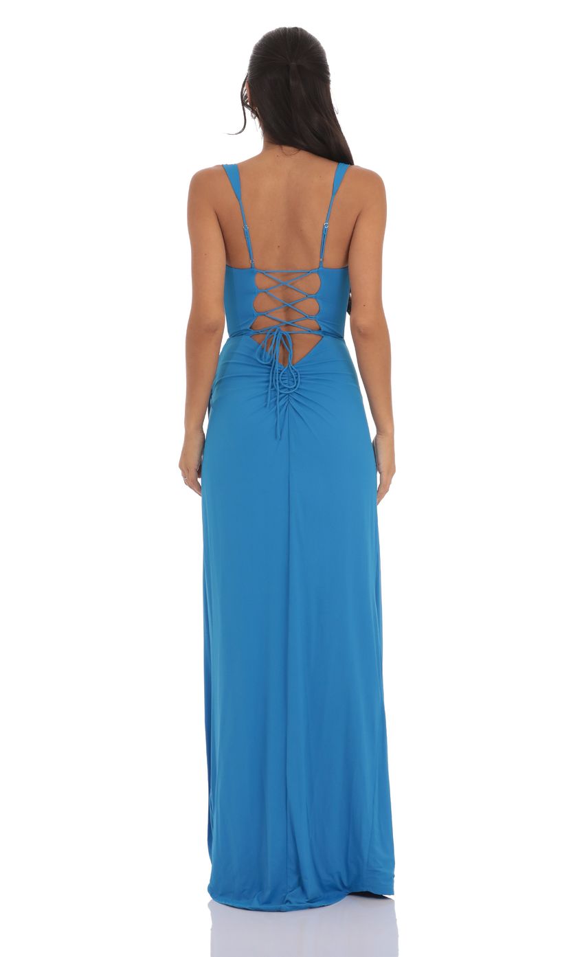 Lace Bust Maxi Dress in Bright Blue - luluinthesky