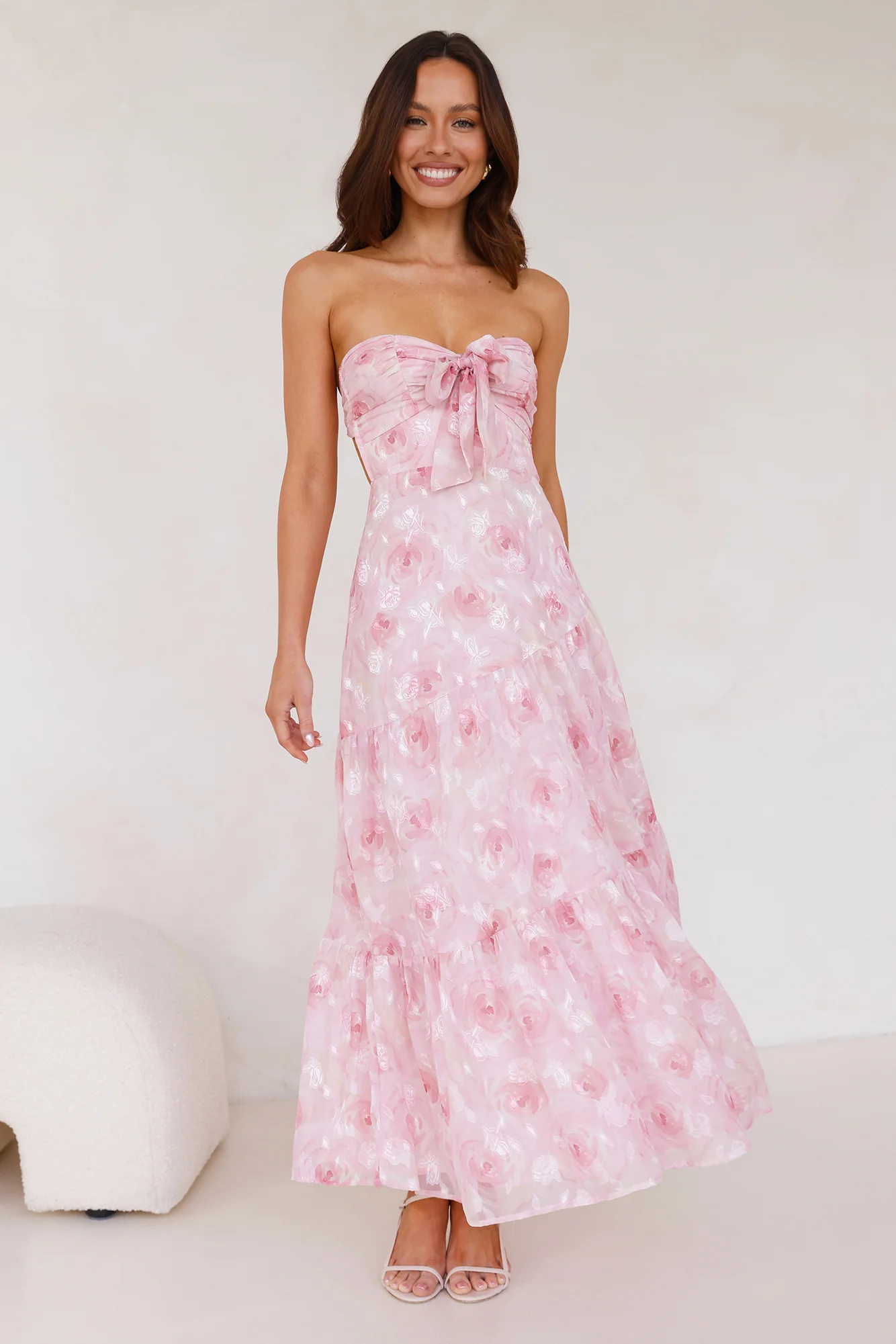 Queen Scenes Strapless Maxi Dress Pink - luluinthesky