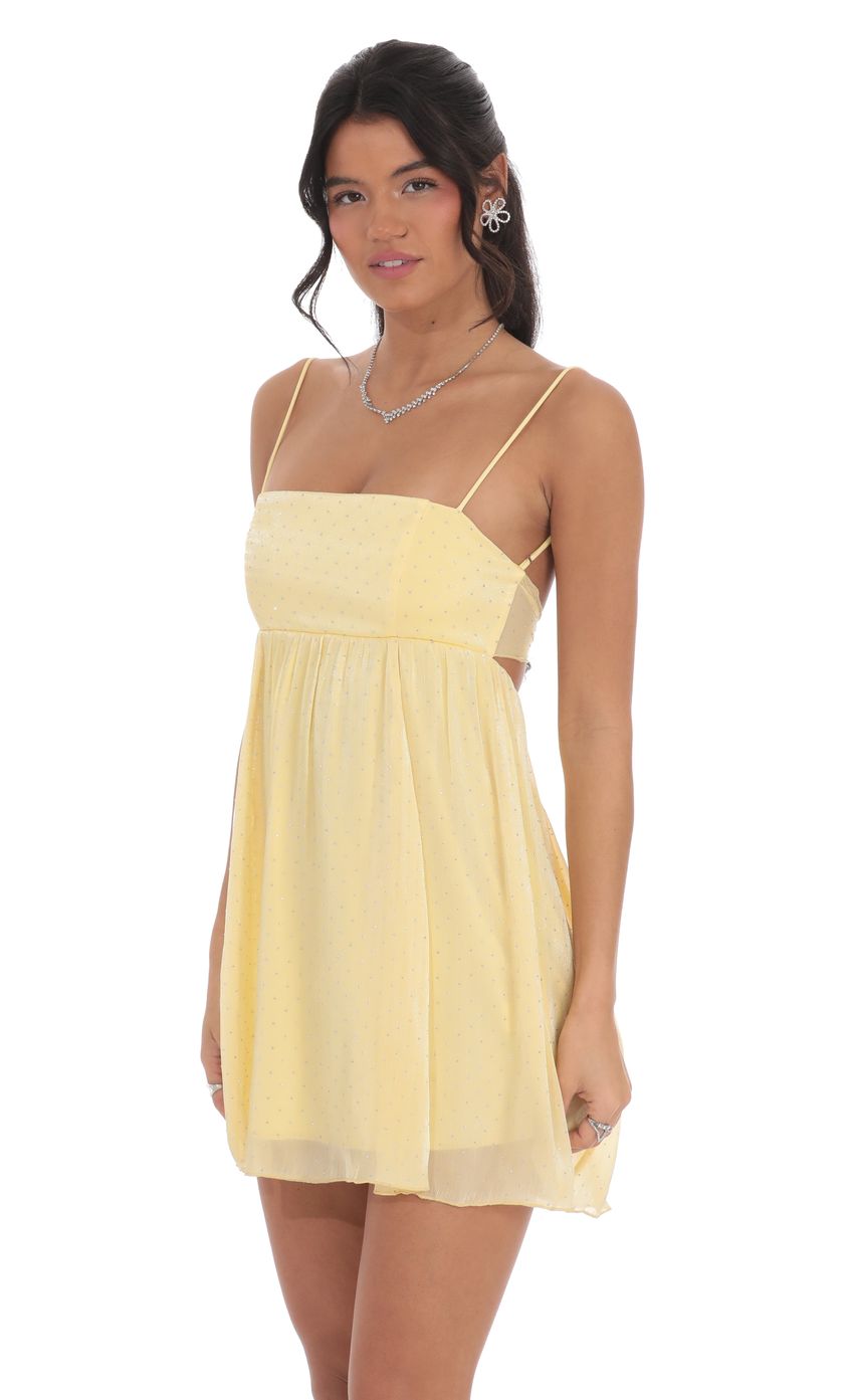 Rhinestone Babydoll Dress in Yellow - luluinthesky