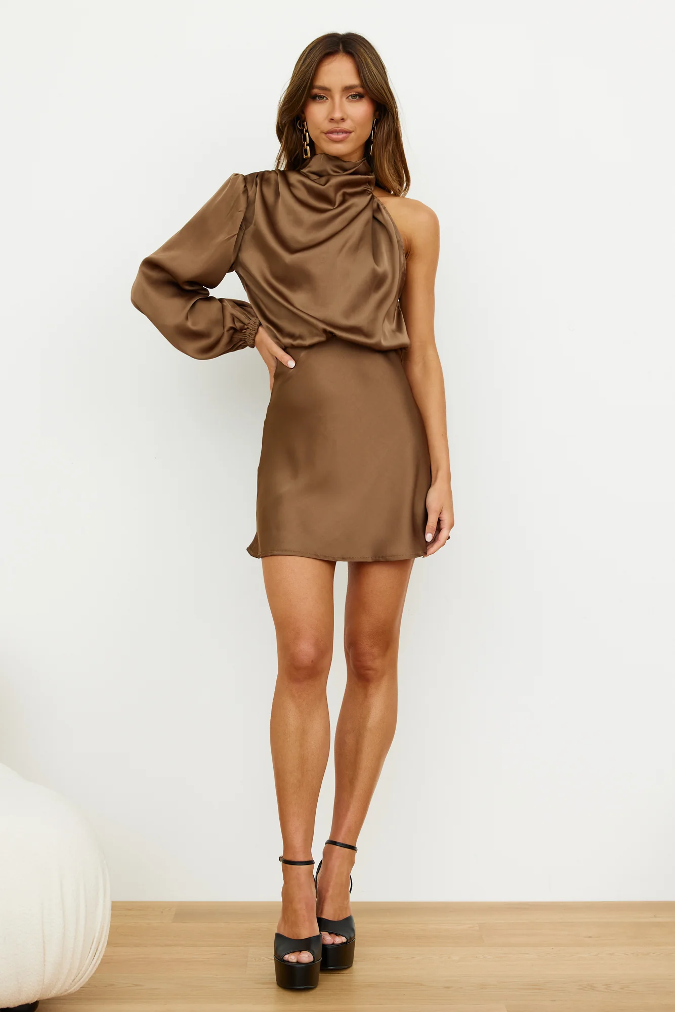 Meet Tonight Dress Brown - luluinthesky