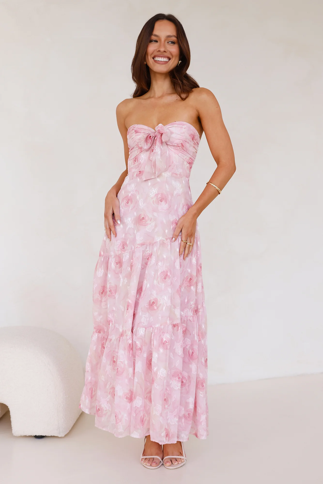 Queen Scenes Strapless Maxi Dress Pink - luluinthesky