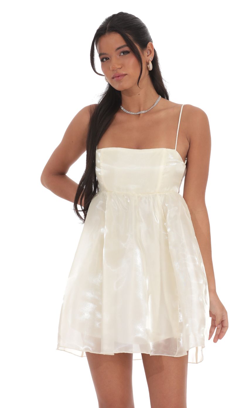 Sheen Babydoll Dress in Cream - luluinthesky