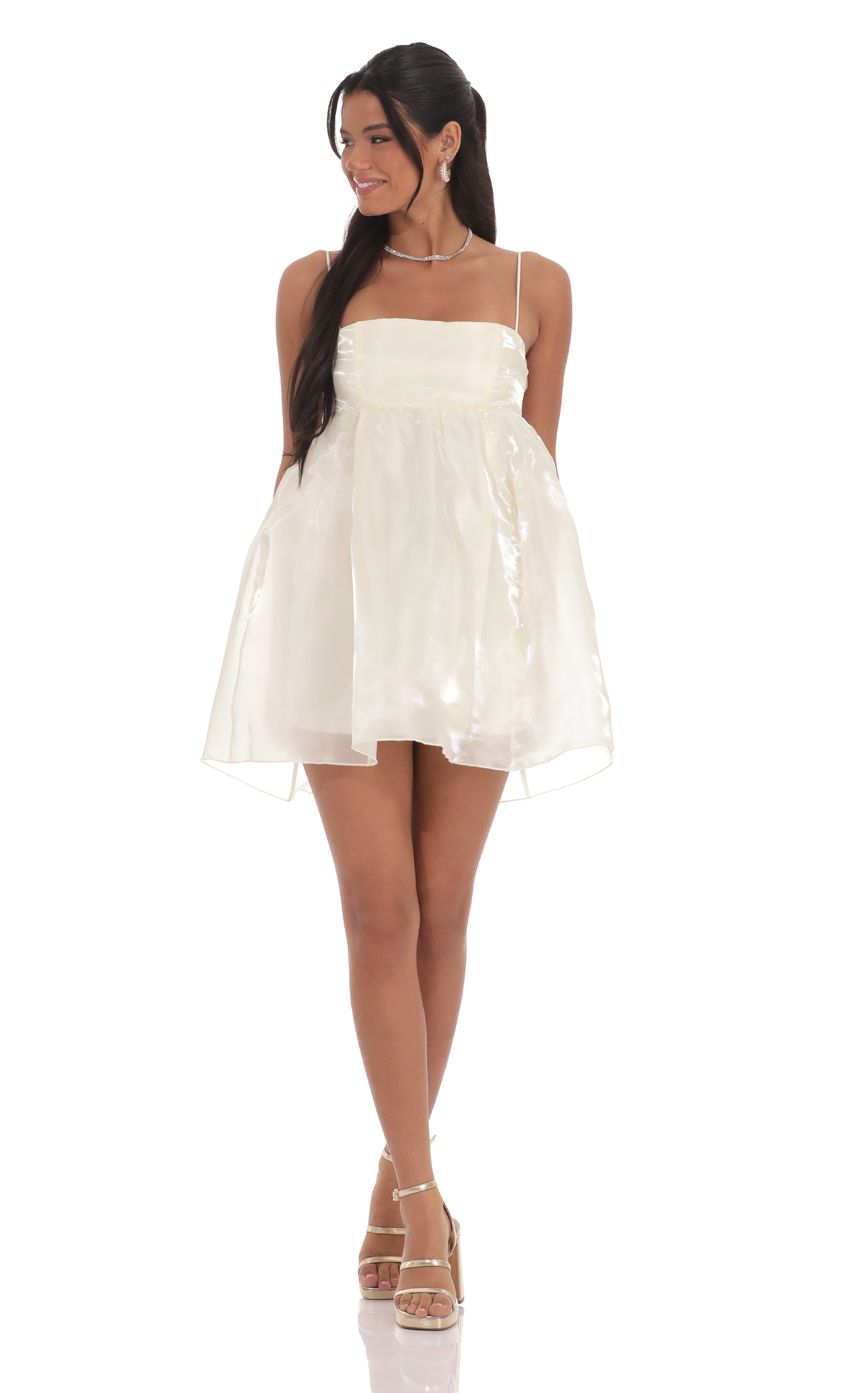 Sheen Babydoll Dress in Cream - luluinthesky