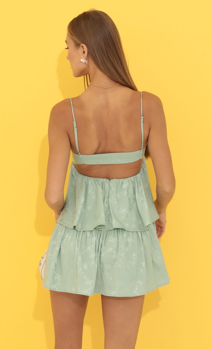 Jacquard Ruffle Dress in Green - luluinthesky