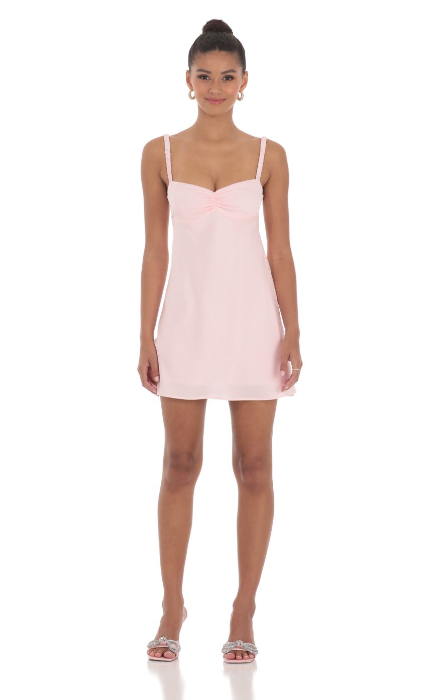 Jacquard Babydoll Satin Dress in Pink - luluinthesky