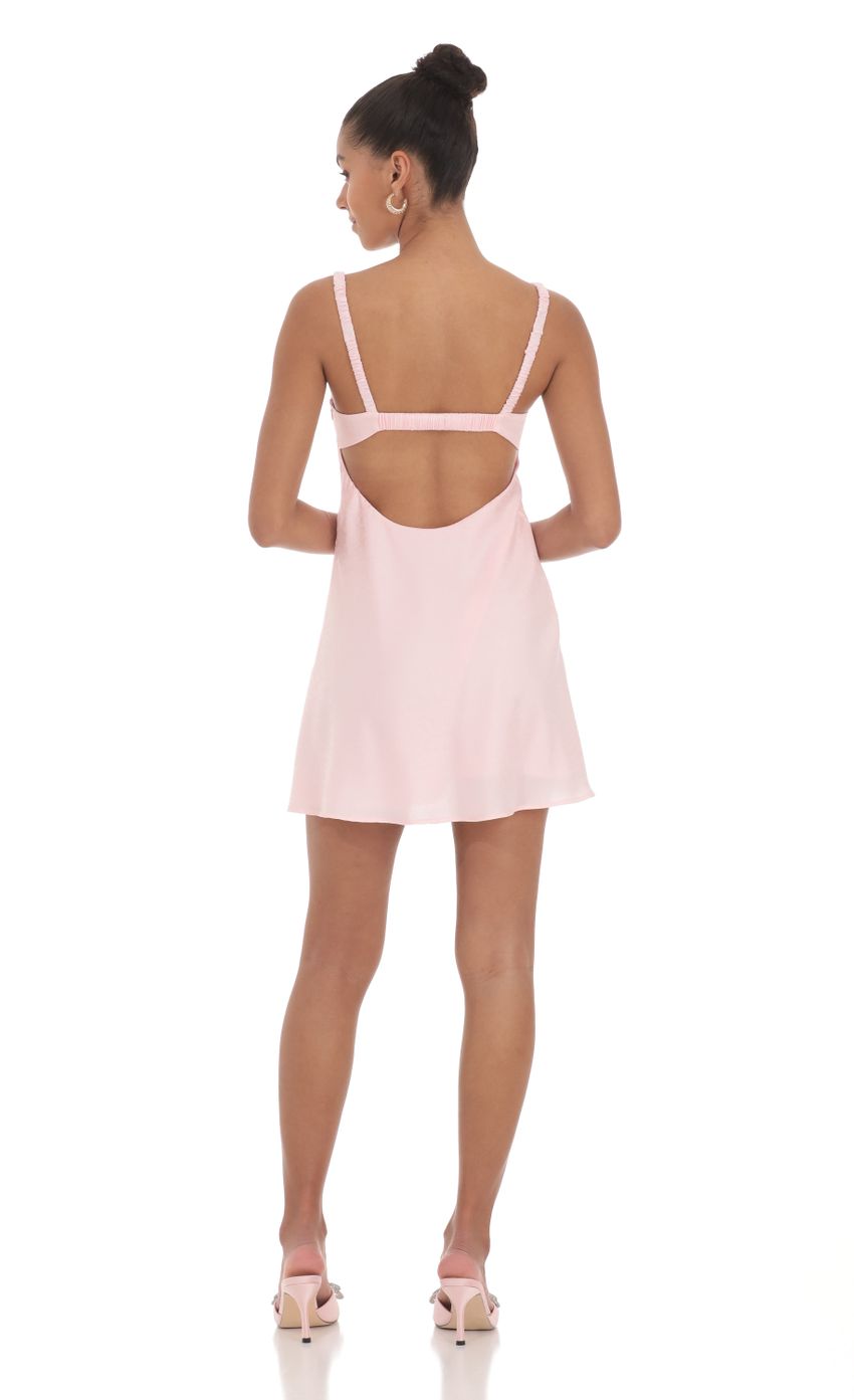 Jacquard Babydoll Satin Dress in Pink - luluinthesky