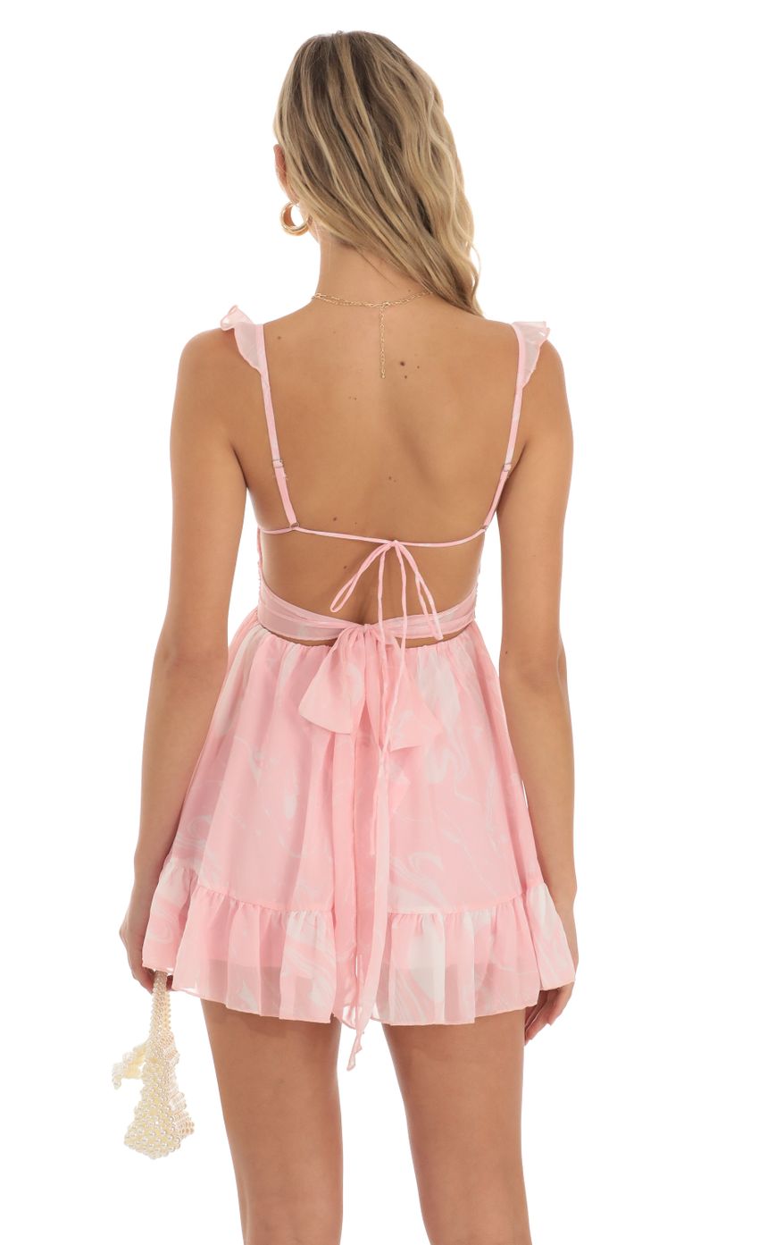 Chiffon Fit and Flare Dress in Pink Swirl - luluinthesky