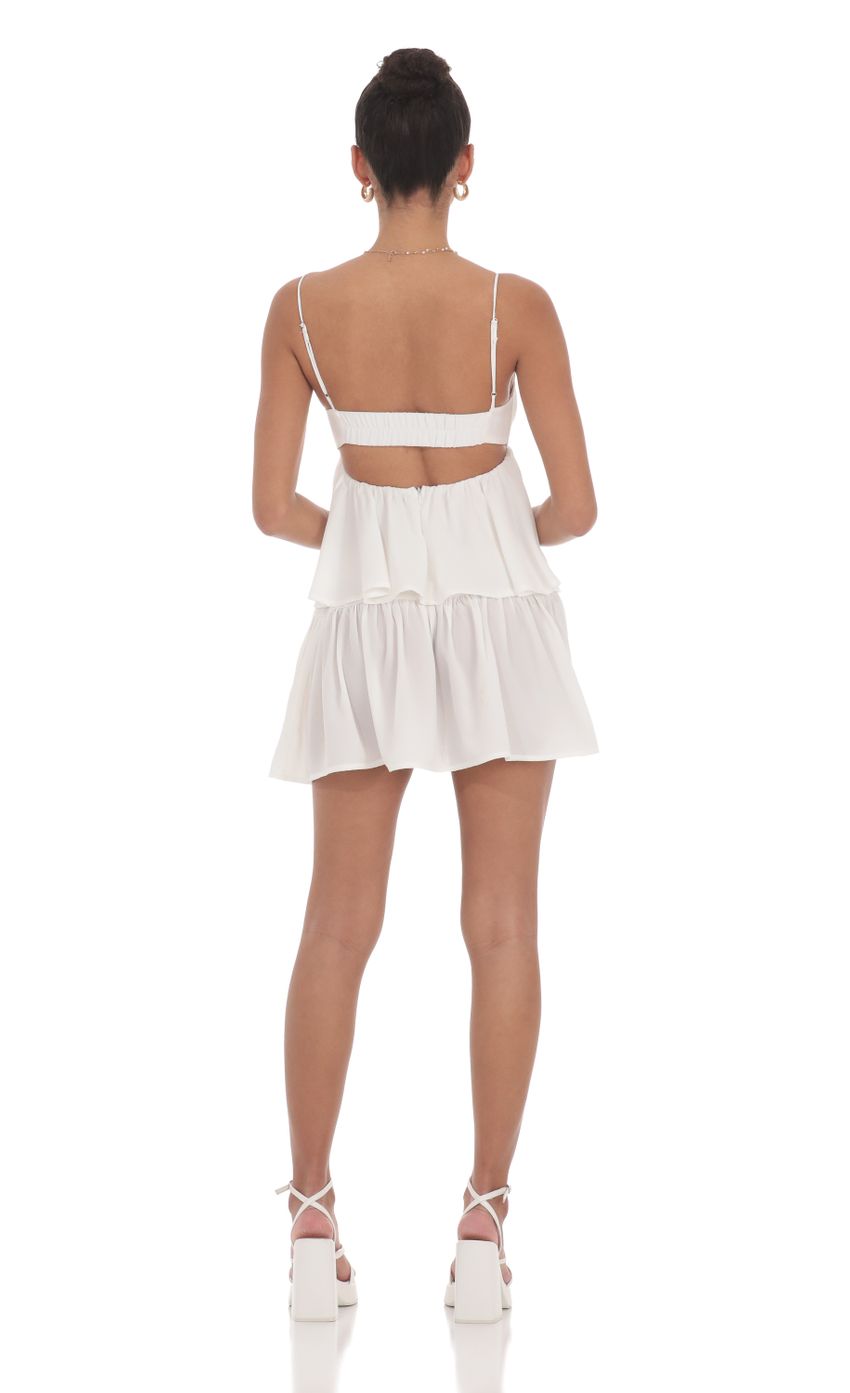 Ruffle Front Tie Dress in White - luluinthesky