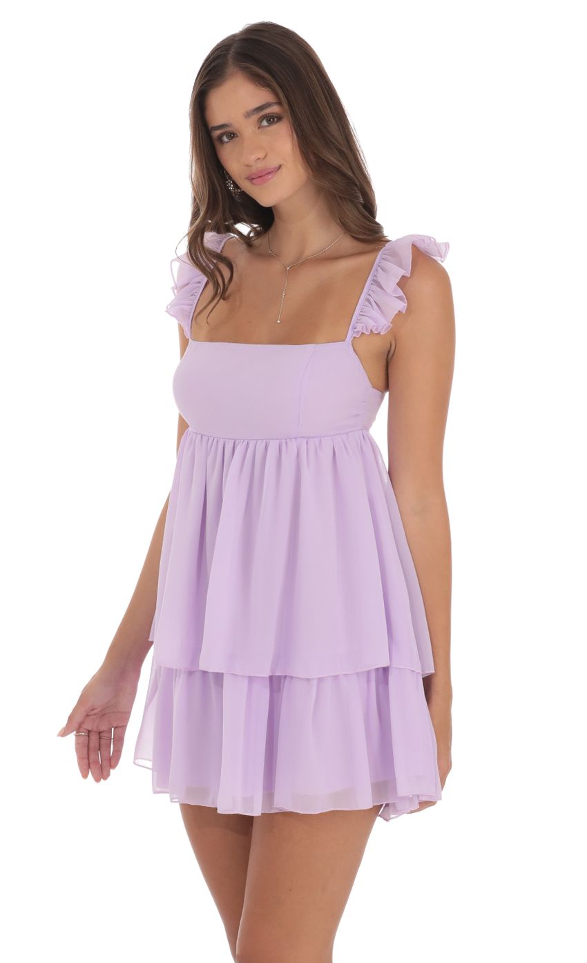 Chiffon Ruffle Dress in Lavender - luluinthesky