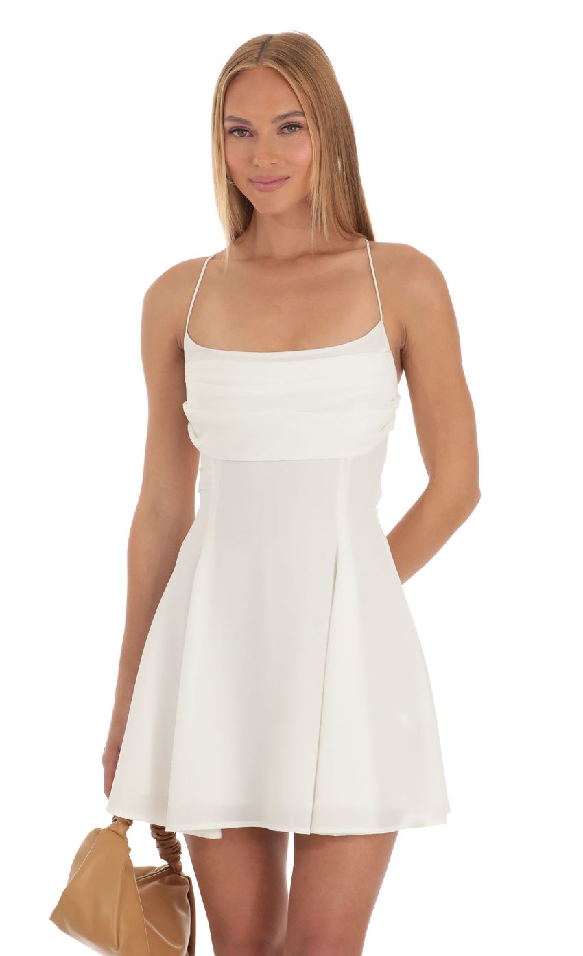Draped A-Line Dress in White - luluinthesky
