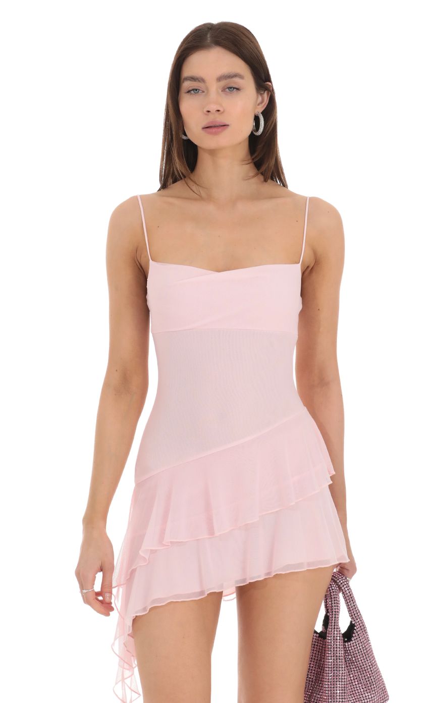 Mesh Tassel Dress in Pink - luluinthesky