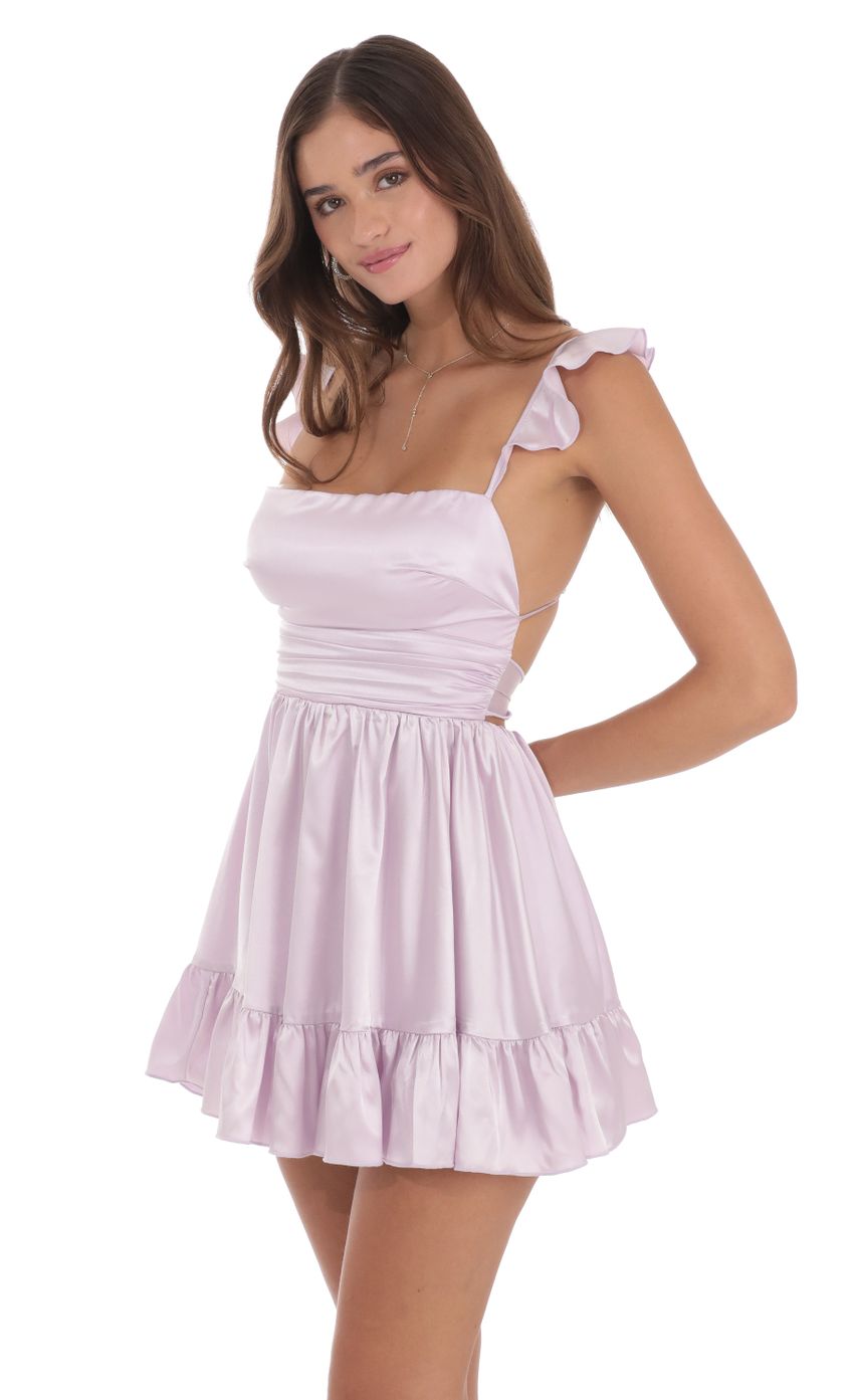 Satin Fit and Flare Dress in Lilac - luluinthesky