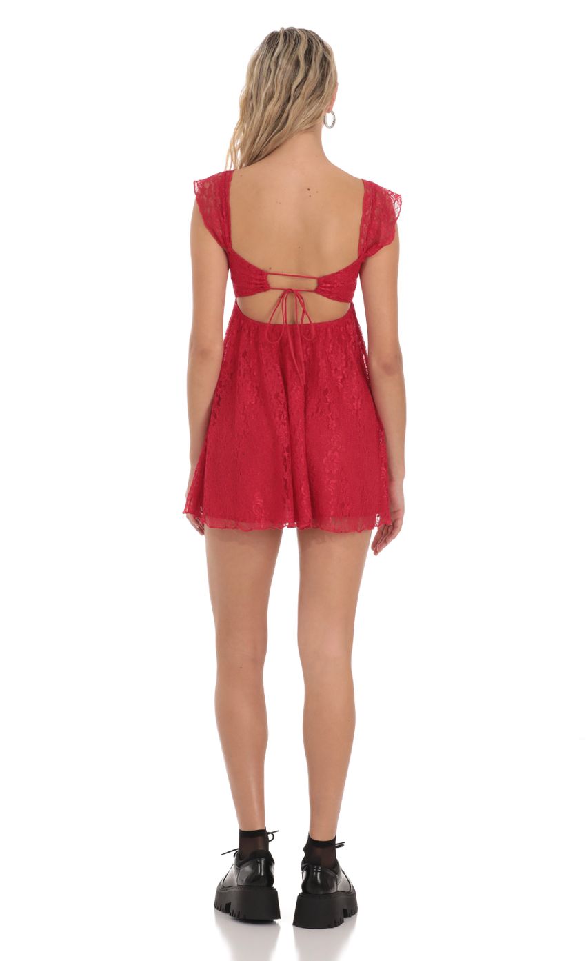 Lace Babydoll Dress in Red - luluinthesky