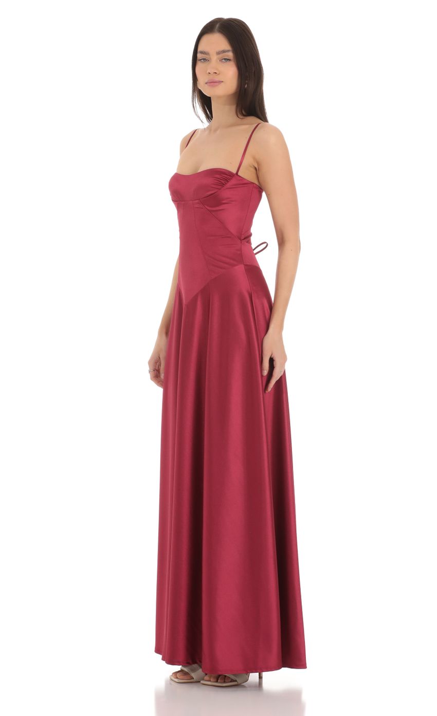 Satin Square Neck Maxi Dress in Maroon - luluinthesky