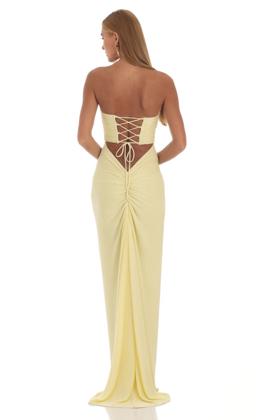 Corset Strapless Maxi Dress in Yellow - luluinthesky