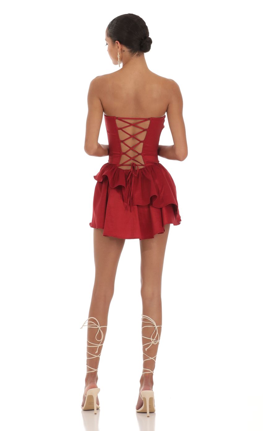 Corset Strapless Dress in Red - luluinthesky