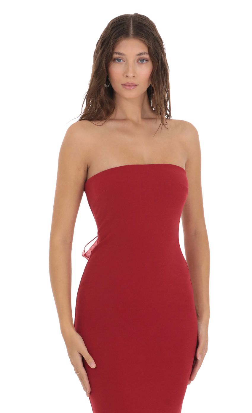 Back Bow Strapless Dress in Red - luluinthesky