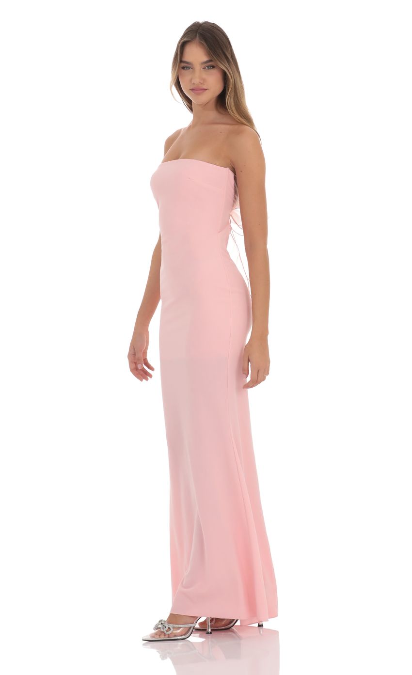 Back Bow Strapless Dress in Pink - luluinthesky