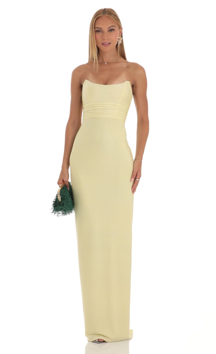Corset Strapless Maxi Dress in Yellow - luluinthesky
