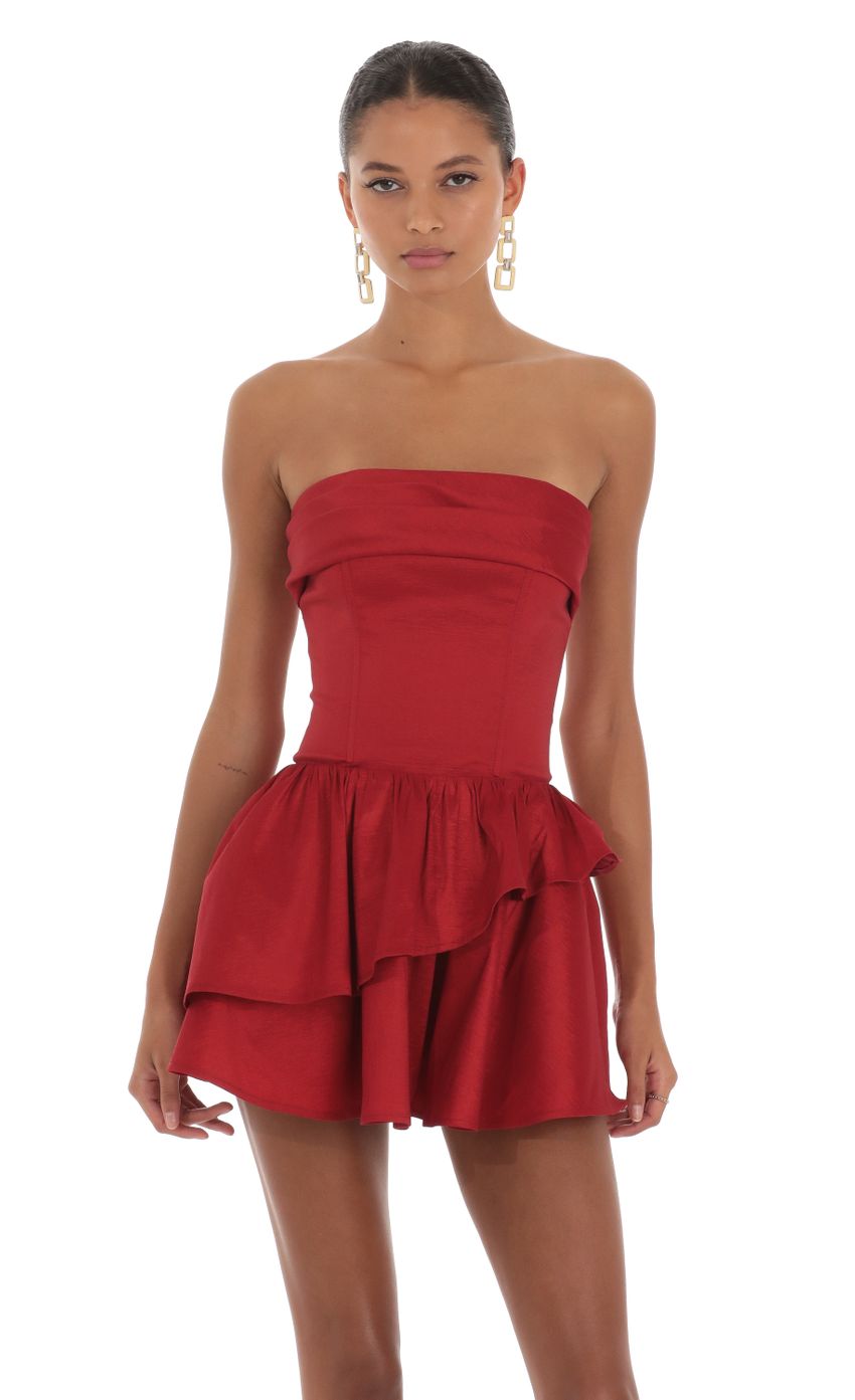 Corset Strapless Dress in Red - luluinthesky