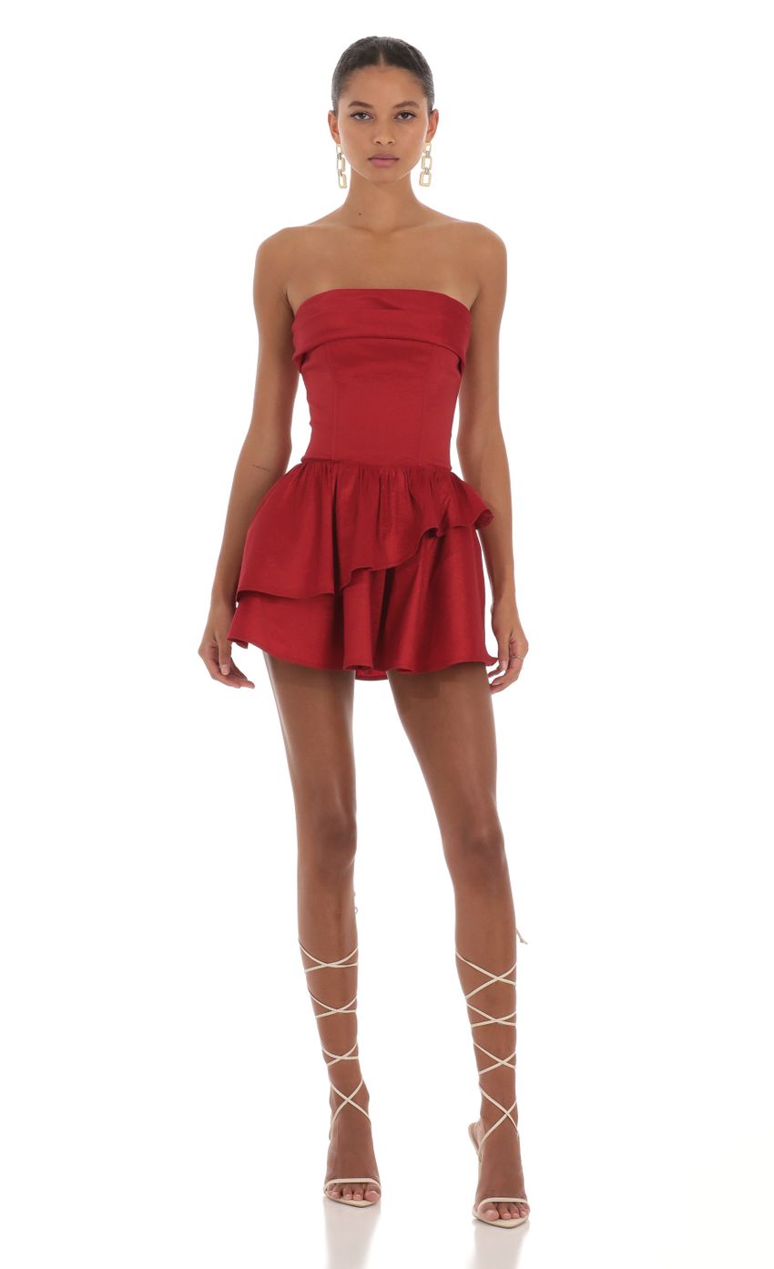 Corset Strapless Dress in Red - luluinthesky