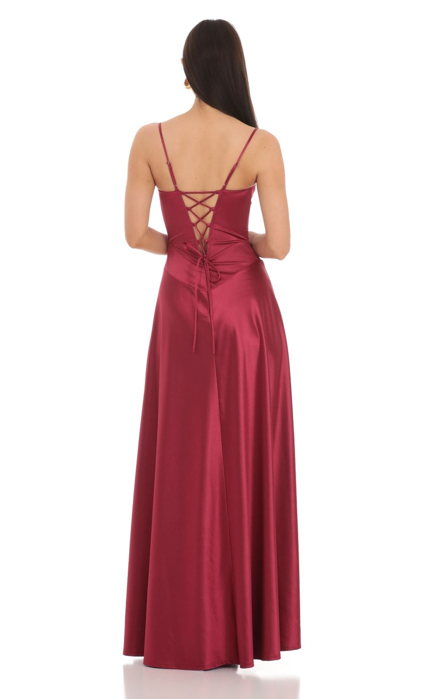 Satin Square Neck Maxi Dress in Maroon - luluinthesky